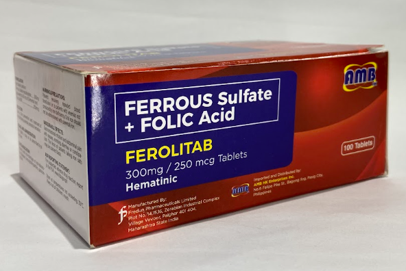 FEROLITAB Ferrous Sulfate + Folic Acid 300mg/ 250mcg Tablet
